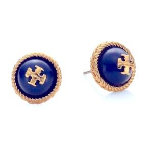 Tory Burch blue & gold rope stud earrings